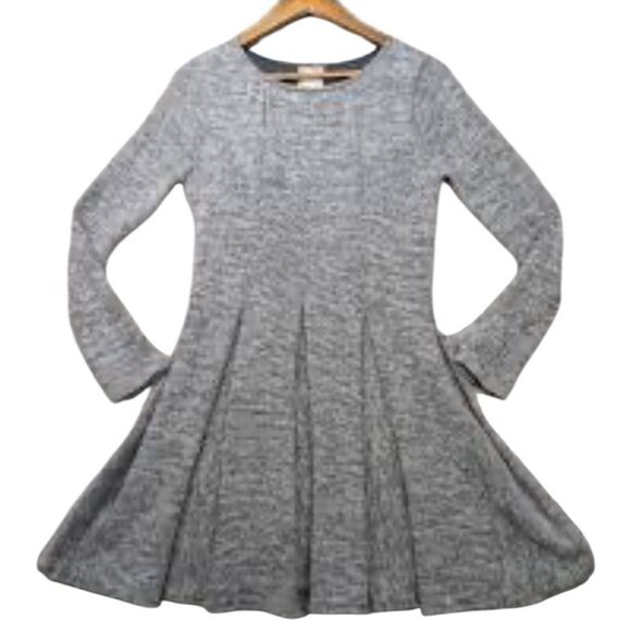 Anthropologie Dolan Left Coast Dress Gray Piper Pleated Fit & Flare large - Picture 2 of 9